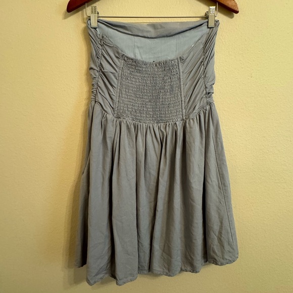 Aqua Strapless Mini Dress Linen Blend Large - Picture 7 of 13
